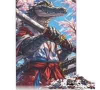 Crocodile Samurai Animal Rompecabezas Imposible,desafío for Adults Entretenimiento Creativo 1000 Piezas Obra De Arte De Juego De para Adultos Y Niños A Partir De 12 Años 1000pcs (75x50cm)