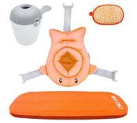 CROCOKID® Accesorios Bañera Bebé - Cojín de Baño Bebé Universal con Jarra para Enjuagar Bebe | Kit Completo de Baño Bebe 5 Accesorios, Compatible con Bañera Bebe Plegable - Naranja