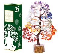 Crocon Árbol de Piedras Preciosas de los Siete Chakras, Alambre de Cobre, Feng Shui, bonsái, Buena Suerte, Cristales curativos para los Chakras, decoración del hogar, Regalo de Riqueza Tamaño: 10-12"