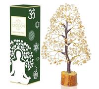 Crocon Citrino Piedra Preciosa Árbol Feng Shui Figura Bonsai Chakra Equilibrio Buena Suerte Reiki Cristales Curativos Decoración Adorno Escultura Mesa Tamaño de Regalo 10-12"