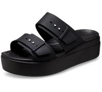 Crocs Brooklyn Buckle Low Wedge, Sandalias Mujer, Negro Mate, 37/38 EU