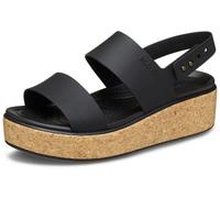 Crocs Brooklyn Cork Low Wedge, Sandalias Mujer, Negro, 34/35 EU