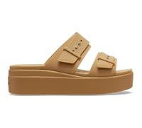 Crocs Brooklyn - Sandalias de cuña baja con hebilla para mujer, color umber, talla 8, Umber, 41/42 EU