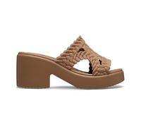 Crocs Mujer Brooklyn Woven Slide Heel Sandalia, Brown, 39/40 EU