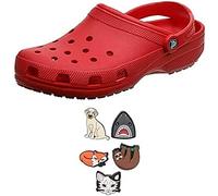 Crocs Classic Clog Zuecos Unisex Adulto Negro (Black 001), 45/46 EU + Jibbitz Shoe Charm 5-Pack, Personalize with Jibbitz for Animal Lover One-Size