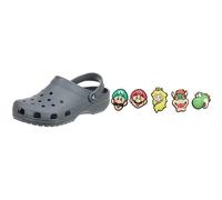Crocs Classic Clogs (Best Sellers), Zuecos Unisex Adulto, Slate Grey, 33/34 EU Jibbitz Shoe Charm 5-Pack, Decoración de Zapatos Unisex Adulto, Super Mario, Talla única