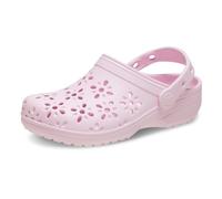 Crocs Classic Floral Cut Out Clog K, Zuecos Unisex niños, Pink Milk, 33/34 EU