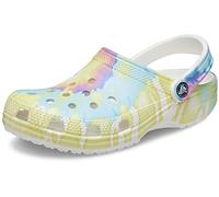Crocs Classic Tie-Dye Clogs, Zuecos Unisex Adulto, White Multi, 45/46 EU