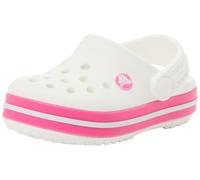 Crocs Crocband Zueco, Blanco/Rosa Intenso, Niño Pequeño, EU 19-20 | Zueco Croslite ligero; orificios de ventilación; correa de talón giratoria; fácil de limpiar; comodidad Crocs icónica