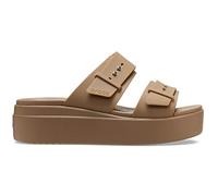Crocs Mujer Brooklyn Buckle Low Wedge Sandalia, Khaki, 38/39 EU