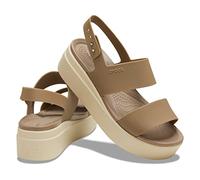 Crocs Mujer Brooklyn Low Wedge Sandalia, Khaki/Bone, 32/33 EU