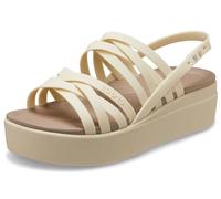 Crocs Mujer Brooklyn Strappy Low Wedge Sandalia, Bone, 41/42 EU