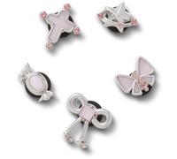 Crocs Paquete de 5 dijes unisex plateados y rosas para zapatos, multicolor, talla única, multicolor, Talla única