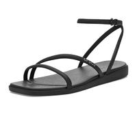 Crocs Sandalia plana Miami Ankle Strap para mujer, color negro, talla 36 EU, Negro, 36 EU