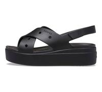 Crocs Sandalias de cuña Brooklyn 4U para mujer – correa cruzada, negro, talla 8 (41/42 EU)