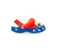 Crocs - Sandalias de estilo zueco clásico Mario IAM Classic Clog para niños, ligeras y divertidas con estampado de Super Mario y 6 charms Jibbitz™ incluidos AZUL
