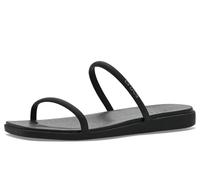 Crocs Sandalias planas Miami de dos correas para mujer, color negro, talla 8, Black, 41/42 EU