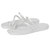 Crocs Sandalias planas Miami Toe Loop para mujer, Plateado metálica, 39-40 EU