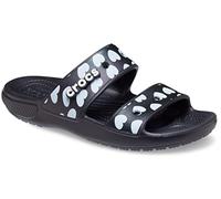 Crocs Unisex Adulto Classic Heart Print Sandal Sandalia, Black/White, 37/38 EU