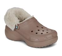 Crocs Zuecos Cls Platfm Lined Fuzz Strap Cg in Beige 38 / 39