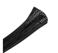 CrocSee Protector de cable trenzado de 25 pies a 1.25 pulgadas, telar de alambre dividido autoenvolvente para TV/computadora/cine en casa/bahía del motor, color negro