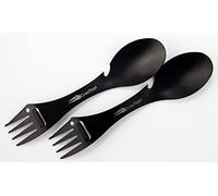 CrocTool Sporks,Juego de cubiertos de viaje 5 en 1 de acero inoxidable compacto y duradero con funda, cuchara, tenedor, cuchillo, pelador, hogar u oficina, color negro