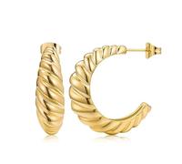 Croissant Twist Huggie - Pendientes de tuerca de plata de ley medio abiertos para mujer, delicados, gruesos, hipoalergénicos, regalo para mamá, S, Metal, Sin piedra preciosa