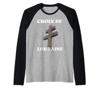 Croix De Lorraine Gaulle Résistance française Colombey Camiseta Manga Raglan