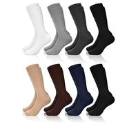 Croknit 8 pares de calcetines de vestir para hombre, talla 10-13, calcetines de algodón a granel, calcetines casuales de negocios, regalos para hombres, papá, abuelo, Varios colores, 10-13