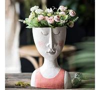 CROKZ Florero de resina for maceta, florero decorativo moderno con cabeza for interior y exterior, maceta con estatua for decoración del hogar/496