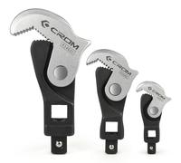 CROM Juego de llaves ajustables para patas de gallo - 3 llaves de pie de cuervo con resorte con cobertura de 5 a 32 mm (3/16 a 1-1/4 pulgadas) - Las unidades cuadradas macho y hembra funcionan con