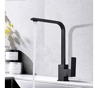 Cromo∕∕Grifo de Cocina de Acero Inoxidable 304 de níquel Cepillado Grifo Mezclador Caliente y frío con aireador montado en Cubierta Giratorio 360 de una Sola manija montado en Cubierta, Negro