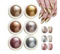 Cromo para uñas, efecto de espejo de 6 colores Fingernail Chrome | Pigmento de uñas Polvo brillo para novia, esposa, amiga, hermana, hija