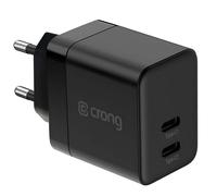 Crong Cargador de Pared 2 USB-C 35W PD 3.0 / PPS Ultra Compacto GaN,