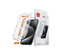 Crong EasyShield - Paquete de 2 protectores de vidrio templado para iPhone 15 Pro Max (2 unidades)