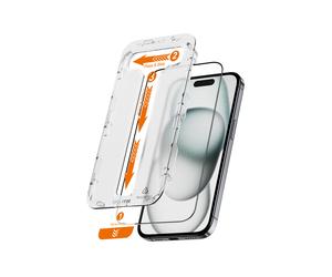 Crong EasyShield - Paquete de 2 protectores de vidrio templado para iPhone 16 Plus y iPhone 15 Plus (2 unidades)