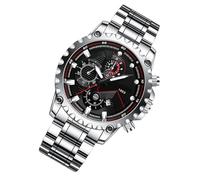 Cronógrafo cronógrafo de acero inoxidable masculino - Vestido de bracelette masculino de lujo para grandes empresas, relojes de qurtz analógicos luminosos de lectura clásica, fácil de leer para, b, Se