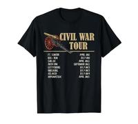 Cronología de la Gira de Batalla de la Guerra Civil Fechas de la campaña histórica EE. UU Camiseta gráfica económica, Hombre, Negro, M