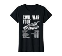 Cronología de la Gira de Batalla de la Guerra Civil Fechas de la campaña histórica EE. UU Camiseta gráfica económica, Mujer, Negro, M