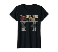 Cronología de la Gira de Batalla de la Guerra Civil Fechas de la campaña histórica EE. UU Camiseta gráfica económica, Mujer, Negro, XL