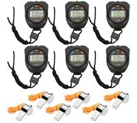 Cronómetro Deportivo,6 Piezas Deportes Cronómetro,Digital Cronómetro,Cronómetro Digital Deportivo Viene con 6 Silbatos para Correr,Fitness,Oposiciones,Deportivo(Negro)
