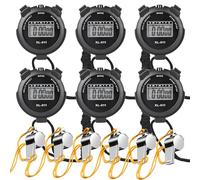 Cronómetro Deportivo,6 Piezas Digital Cronómetro,Cronómetro Digital Deportivo Viene con 6 Silbatos,Deportes Cronómetro para Correr,Fitness,Deportivo,Oposiciones(Negro)