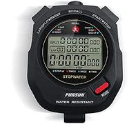 Cronómetro digital con memoria dividida de 100 grados, alarma de calendario y modo de ritmo, resistente al agua, diseño a prueba de golpes para entrenadores, pantalla extragrande de 3 filas, incluye