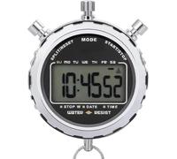 Cronómetro digital portátil con pantalla LCD grande, resistente al agua, alarma diaria, precisión de 1/100 de segundo.