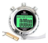 Cronómetro Oposiciones con Silbato,Cronómetro Deportivo Profesional 2 Memoria con Función Luminosa y Silenciosa para Gimnasio Piscina