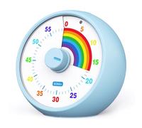 Cronómetro Visual Infantil, Cuenta atrás de 60 Minutos en la Cocina de la Oficina del Aula, gestión del Tiempo Infantil del cronómetro, operación silenciosa, patrón arcoíris del cronómetro (Azul)