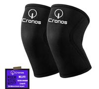 Cronos - Rodilleras Crossfit 7mm Neopreno (1 par). Soporte, Compresión y Protección para Rodillas. Ajuste Cómodo y Seguro. Ideal para Deportes y Entrenamientos intensos. Modelo Negro, L