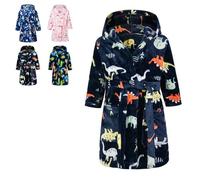 CROOUTN Albornoces Niña Niño Pijamas y Batas Infantil Textiles de Baño Muchacha Albornoz con Capucha Batas Regalos Suave Ropa de Dormir Negro Dinosaurio 4-5 Años