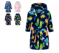 CROOUTN Albornoces Niña Niño Pijamas y Batas Infantil Textiles de Baño Muchacha Azul Dinosaurio Albornoz con Capucha Batas Regalos Suave Ropa de Dormir 6-7 Años