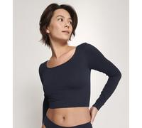 Crop top de manga larga Ever Infused Aloe Mujer Talla M. Color Negro